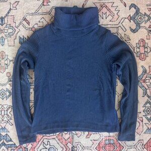 Club Monaco Blue Ribbed Sweater Turtle Neck - size XS